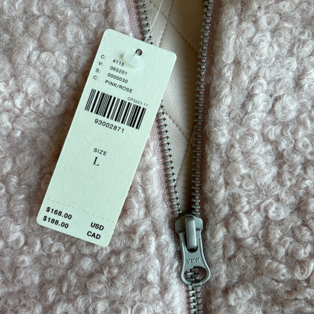 Anthropologie Pink Rose Sherpa Fleece Full Zip Lined Jacket Women Size Large - Picture 5 of 15